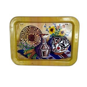 Metal Lap Tray Vintage Pottery Southwestern Native Retro Y2k Granny Core